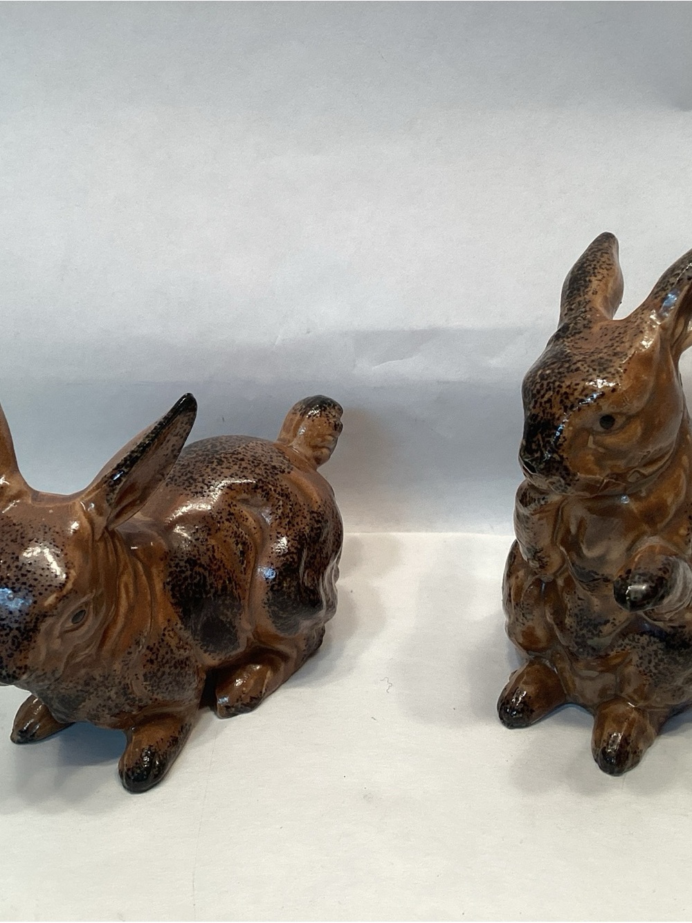 Napcoware Brown Rabbits Bunny Figure Lifelike Vintage Easter Spring 5” MINT!!!